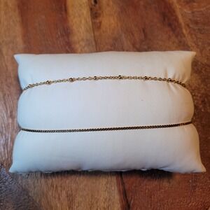 Set‎ of Two Delicate Gold Tone Layered Chain Ankle Bracelet Charms Anklet 9 inch